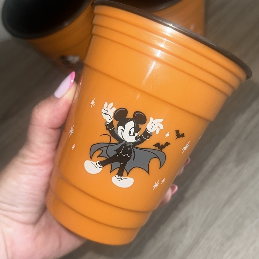 Disney Halloween Mickey Mouse and Minnie Mouse  Cups - Orange and Black nwot
